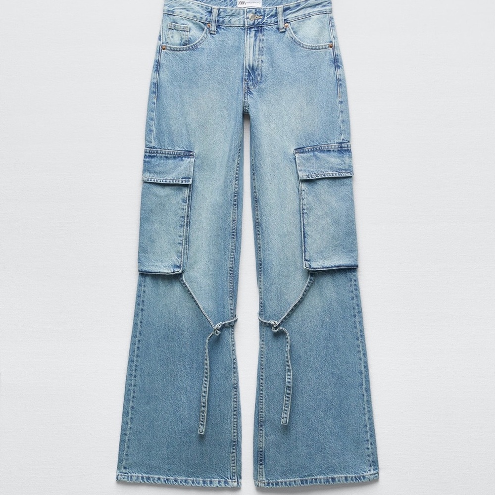 ZARA BELT LOOP CARGO TRF JEANS - Picture 4 of 7